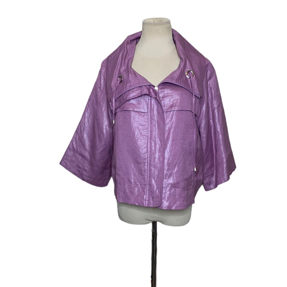 Sandro purple 3/4 sleeves zipper jacket size Large - Picture 8 of 9